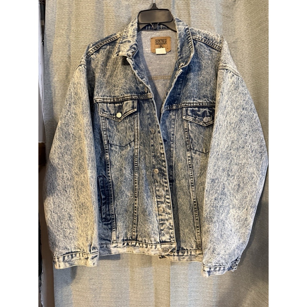 Vintage 90s GAP Denim Trucker Jacket Men's Sz XL Light Blue USA Made Retro
